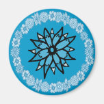 Fleurs géniales bleues magnets pour réfrigérateur