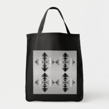 Fleurs grises et noires et blanches élégantes sac de toile