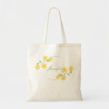 Fleurs jaunes d'or d'aquarelle sac de toile