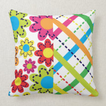 Fleurs lumineuses et coussin américain du plaid MO