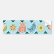 Fleurs lunatiques d'oiseaux de hiboux de Chevron d Autocollant Pour Voiture