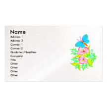Fleurs mignonnes et un papillon cartes de visite personnelles