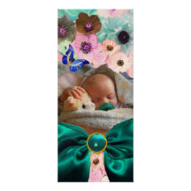 FLEURS, MODÈLE PHOTO BLEU DE BABY SHOWER DE PAPILL INVITATIONS PERSONNALISABLES