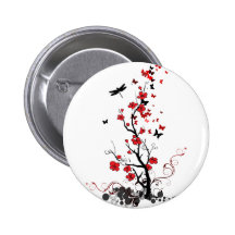 Fleurs noires et rouges badges avec agrafe