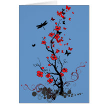 Fleurs noires et rouges carte