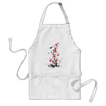 Fleurs noires et rouges tablier