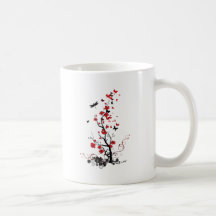 Fleurs noires et rouges tasse