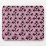 FLEURS NOIRES SUR LA DAMASSÉ ROSE TAPIS DE SOURIS