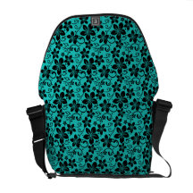 Fleurs noires sur Teal Sacoches