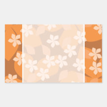 Fleurs oranges. Rétro modèle floral Sticker Rectangulaire