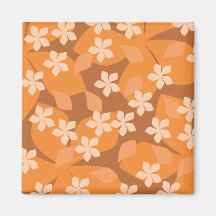 Fleurs oranges. Rétro modèle floral Aimant Pour Réfrigérateur