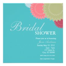 Fleurs pointillées - Teal, rose, vert, bleu Cartons D'invitation