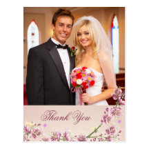 Fleurs pourpres lilas épousant le carte de remerci cartes postales