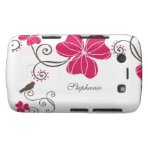 Fleurs roses à la mode et caisse audacieuse de mûr coque blackberry bold