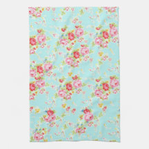Fleurs roses chics minables bleues de roses florau linge de cuisine