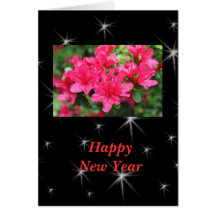 Fleurs roses d'azalée de bonne année carte de vœux