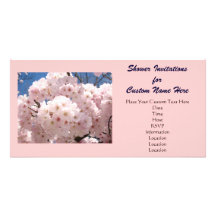 Fleurs roses de fleur de ressort d'invitations de  photocarte