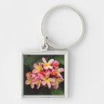 Fleurs roses et jaunes de Plumeria Porte-clefs