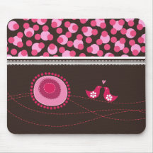 Fleurs roses et motif heureux Mousepad de point d' Tapis De Souris