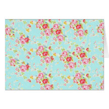 Fleurs roses minables bleues de roses floraux chic cartes de vœux