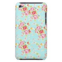 Fleurs roses minables bleues de roses floraux chic coque barely there iPod