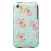 Fleurs roses minables bleues de roses floraux chic coque iPhone 3