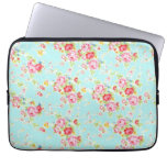 Fleurs roses minables bleues de roses floraux chic housses ordinateur