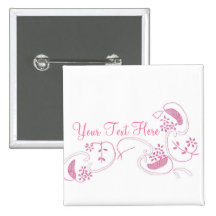 Fleurs roses sur le blanc badges avec agrafe