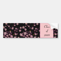 Fleurs roses sur le noir adhésifs pour voiture