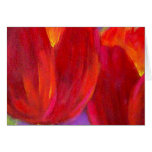 Fleurs rouges de tulipes peignant l'art - multi carte de vœux
