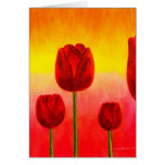 Fleurs rouges de tulipes peignant l'art - multi carte de vœux