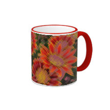 Fleurs rouges et jaunes mugs à café