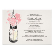 Fleurs sauvages de douche et pot de maçon nuptiale invitations personnalisées