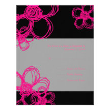 Fleurs sauvages de rose et de noir épousant RSVP Invitations Personnalisées