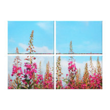 Fleurs sauvages et ciel bleu impressions sur toile