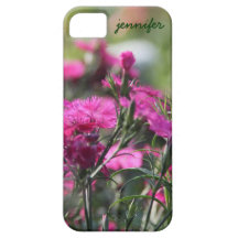 Fleurs sauvages roses sur le vert, coque iphone de étuis iPhone 5