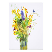 Fleurs sauvages. Watercolor. Invitations