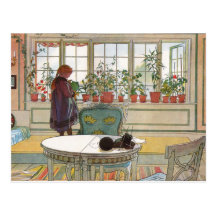 "Fleurs sur le rebord de fenêtre" par art de Carl  Carte Postale