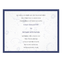 Fleurs tourbillonnantes épousant le cobalt invitation personnalisée