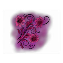 Fleurs tourbillonnantes roses cartes postales