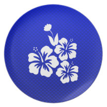 Fleurs tropicales bleues assiette