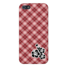 Fleurs tropicales de plaid rouge coque iPhone 5