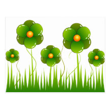 Fleurs vertes - customisées cartes postales