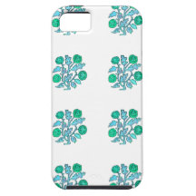 Fleurs vintages bleu-clair de style de broderie coque iPhone 5