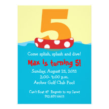 Floatie invitation de cinq anniversaires