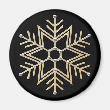 Flocon de neige d'argent et d'or magnets pour réfrigérateur