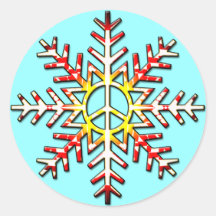 FLOCON DE NEIGE DE SIGNE DE PAIX ADHÉSIFS RONDS