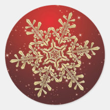 Flocon de neige d'or sur l'autocollant rouge de No