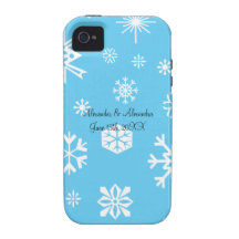 Flocons de neige bleus épousant des faveurs étui vibe iPhone 4