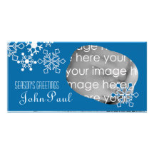 Flocons de neige DANS le carte photo bleu Photocarte Personnalisée